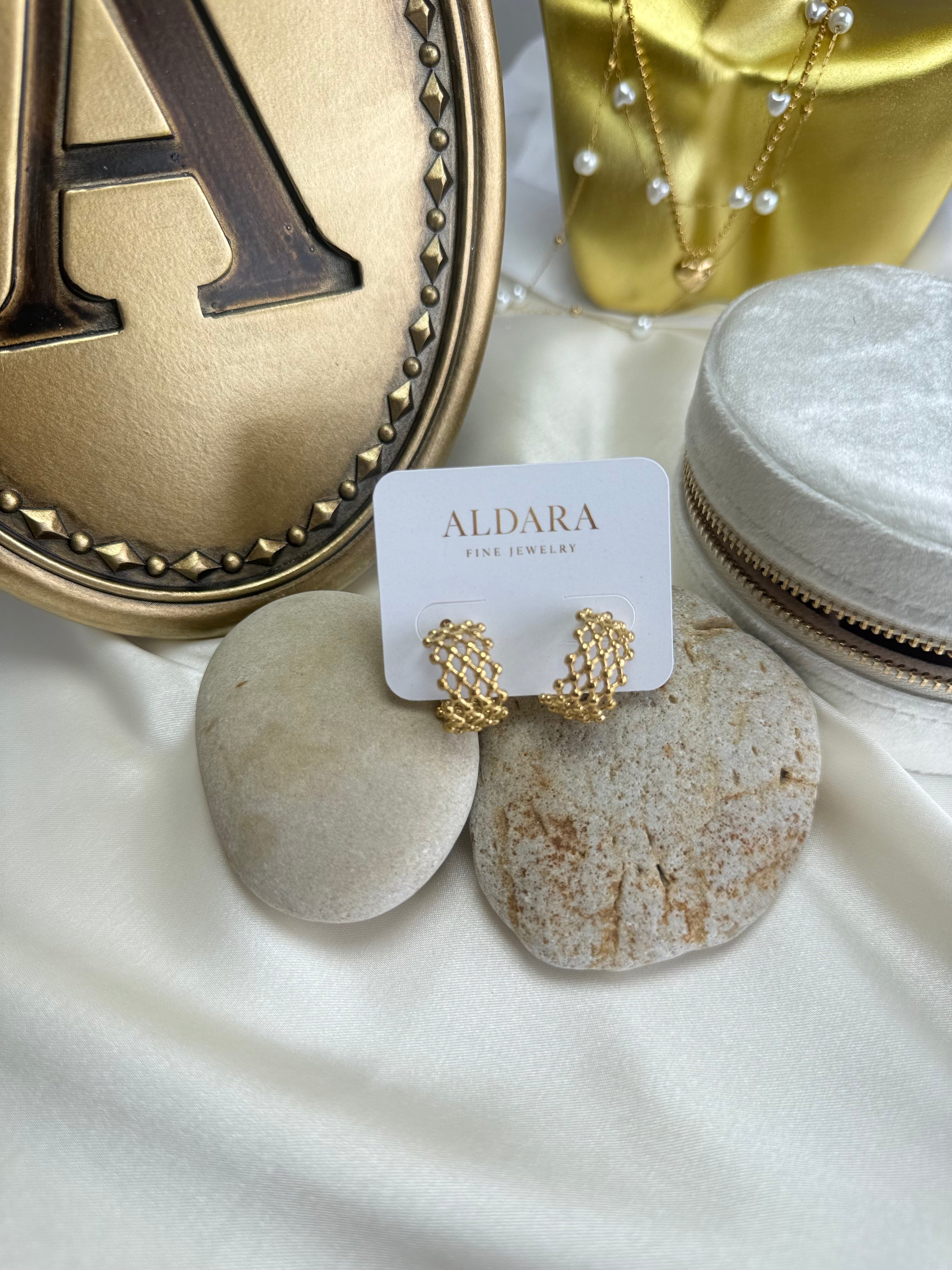 Golden Mesh Hoop Earrings