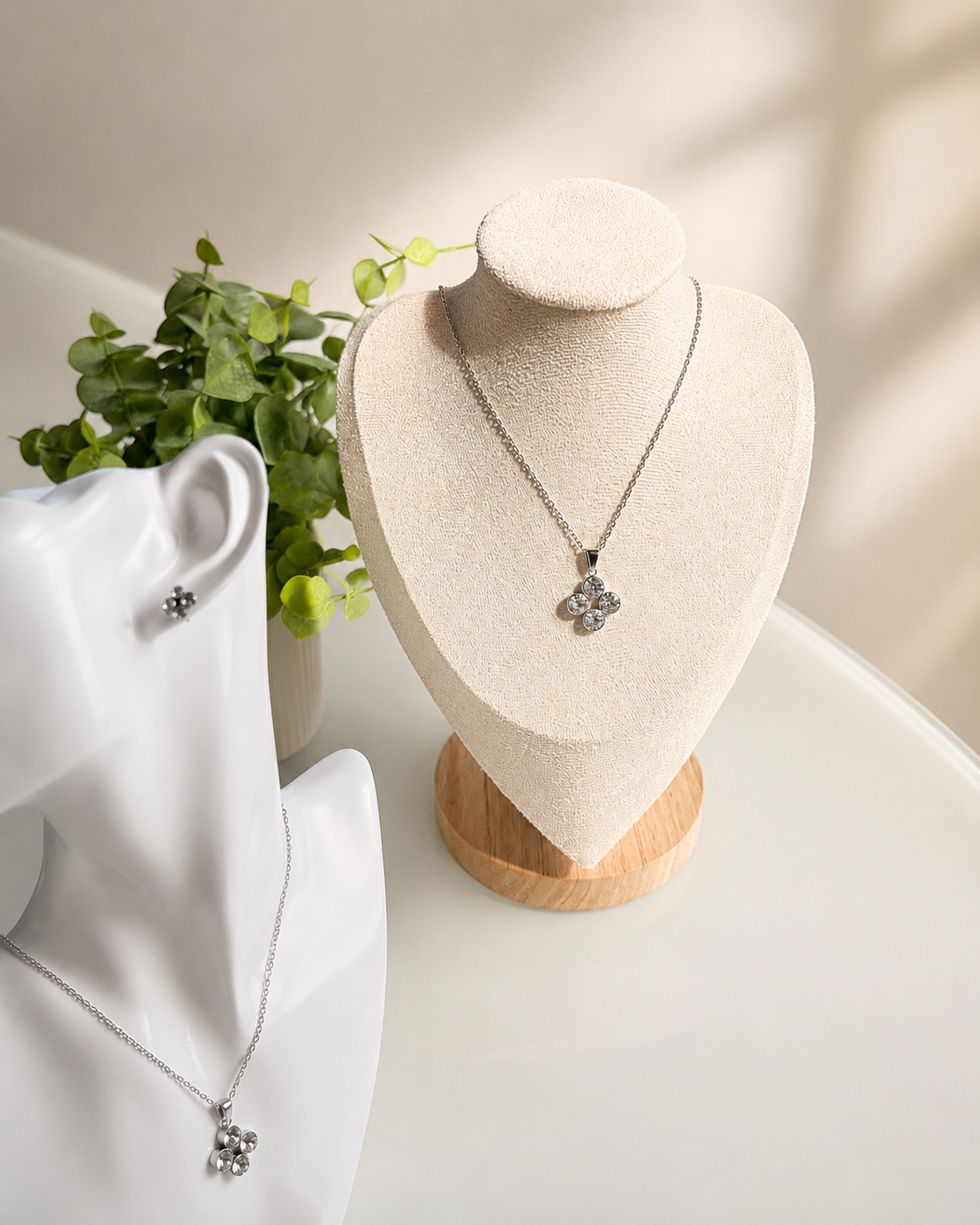 Set Flor de Luz — Acero Inoxidable 316L con Zirconia